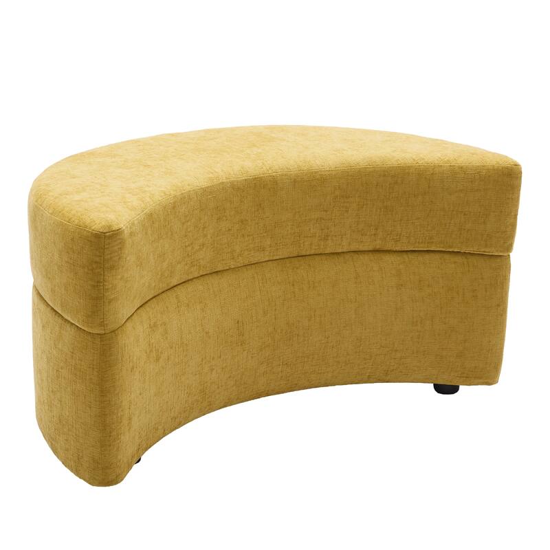 Chenille Half Moon Storage Ottoman(Set of 2)