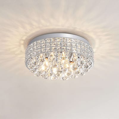 Silver Orchid Taylor Iron Shade Crystal Flush Mount Chandelier