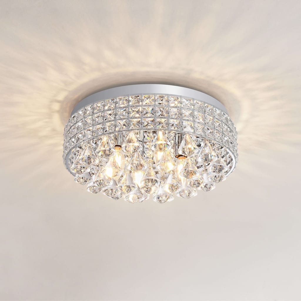 Silver Orchid Taylor Iron Shade Crystal Flush Mount Chandelier