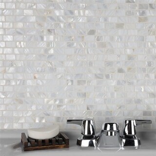 SomerTile Seashell Subway White Mosaic Tiles