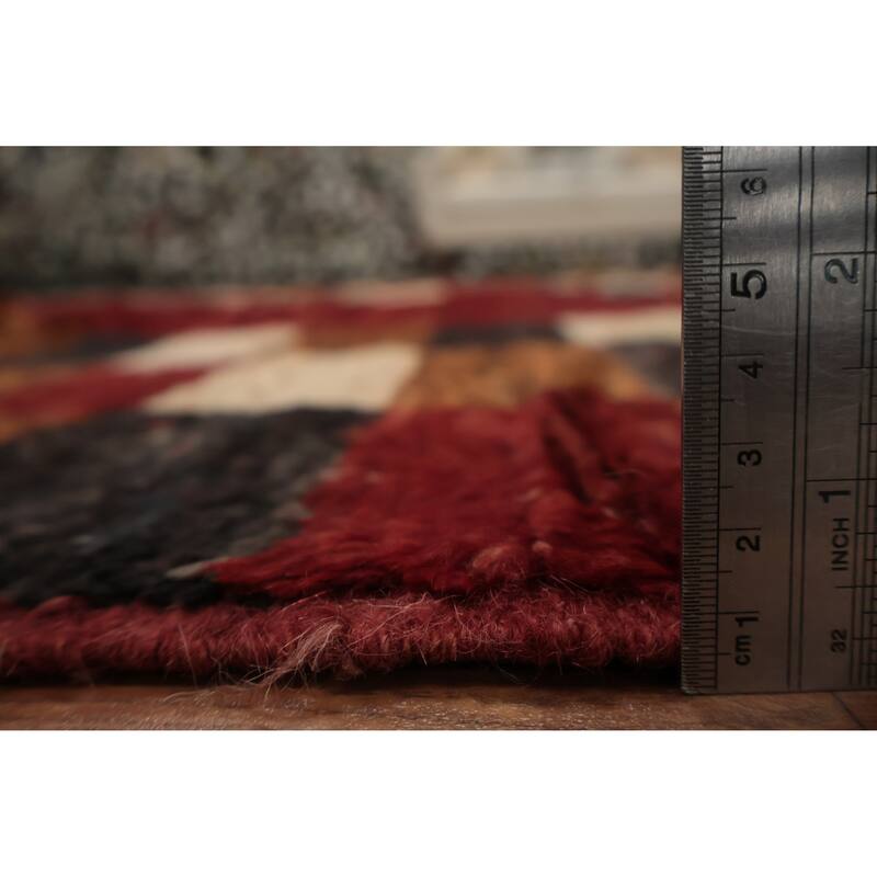 Hand Knotted Oriental 100% Wool Carpet Modern Geometric Red Moroccan Area Rug - 10' 2'' X 6' 9''