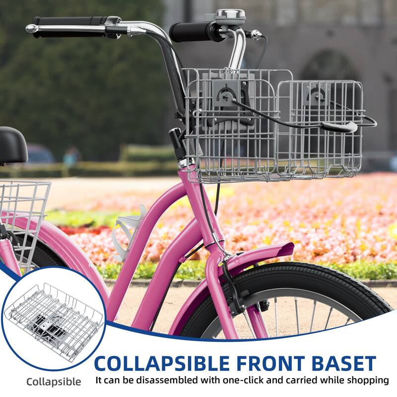 Moasis 26" Adult Tricycle 3 Wheel Bikes 1 Speed Trike Low Step Through Cruiser Bike