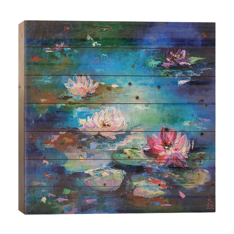 Piece Of Magic Pond Print On Wood by KuptsovaArt - Multi-Color - 26x26x1.5