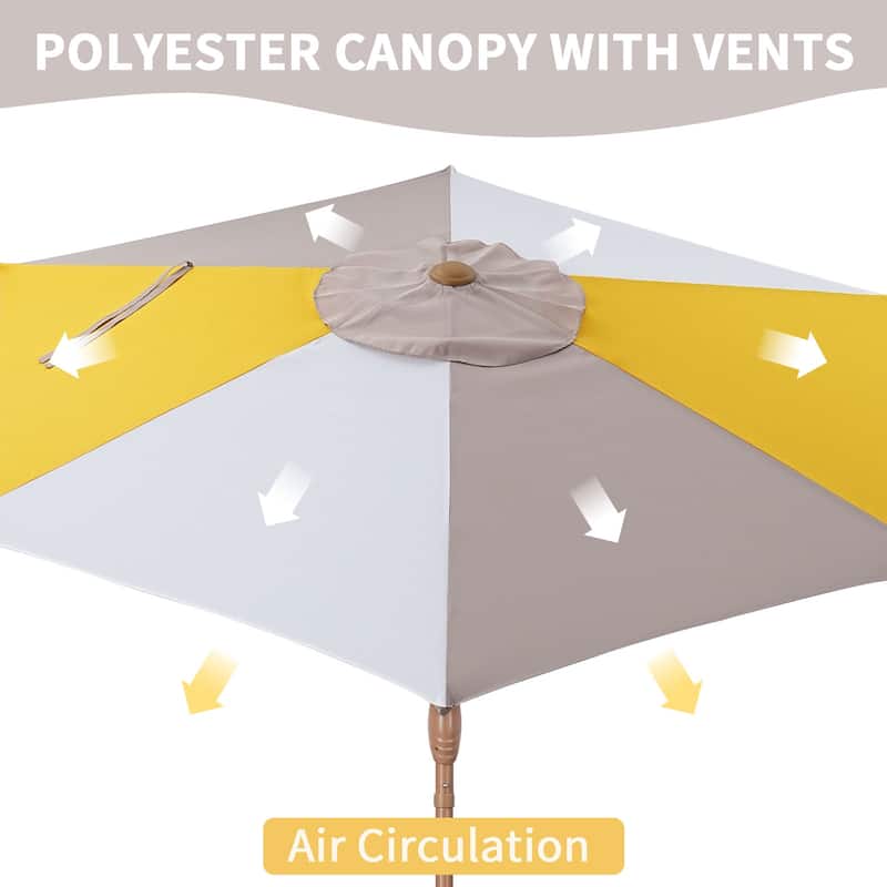 Autlaycil 7.5FT Solar Patio Umbrella with Base and Tilt,Crank