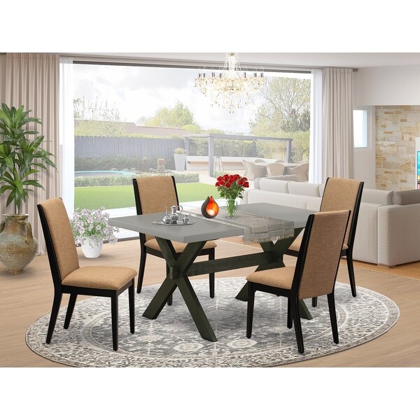 East West Furniture Dinette Set a Dining Table and Light Sable