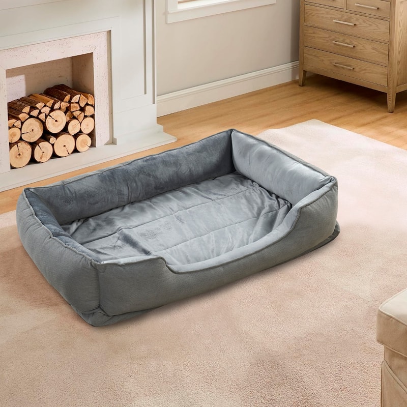 Textured Plush Rectangle Pet Bed