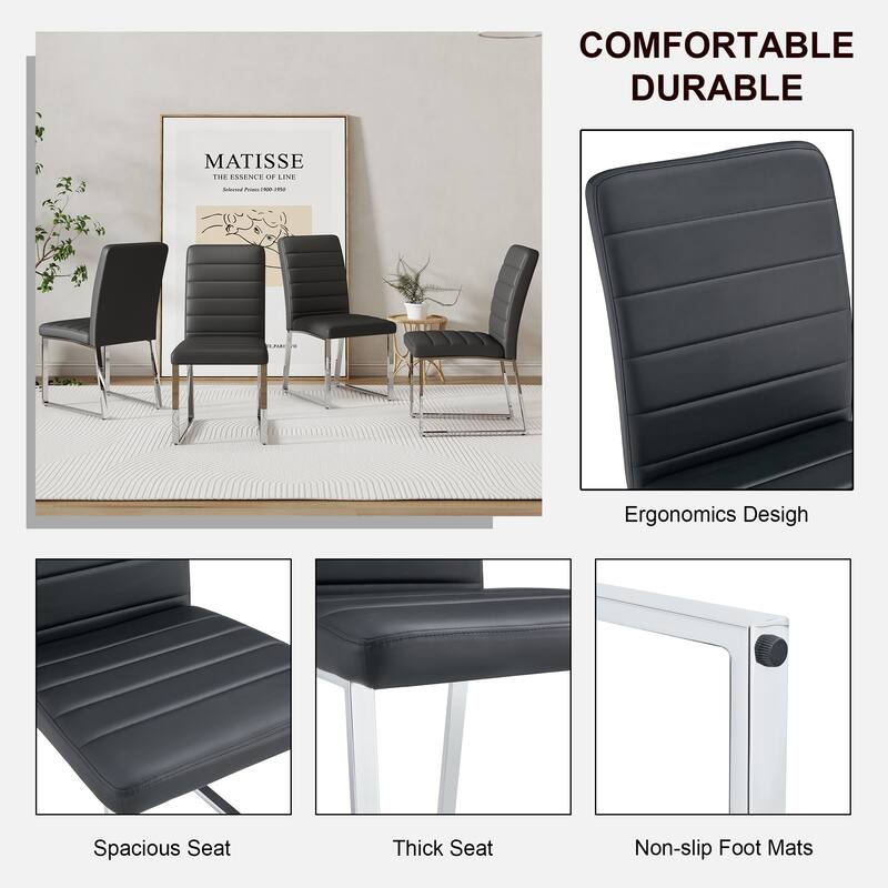 2-Pack - Premium Pu Office/Dining Chairs With High-Density Foam, Sturdy Iron Legs (Electroplate/Spray Paint), Easy Assembly