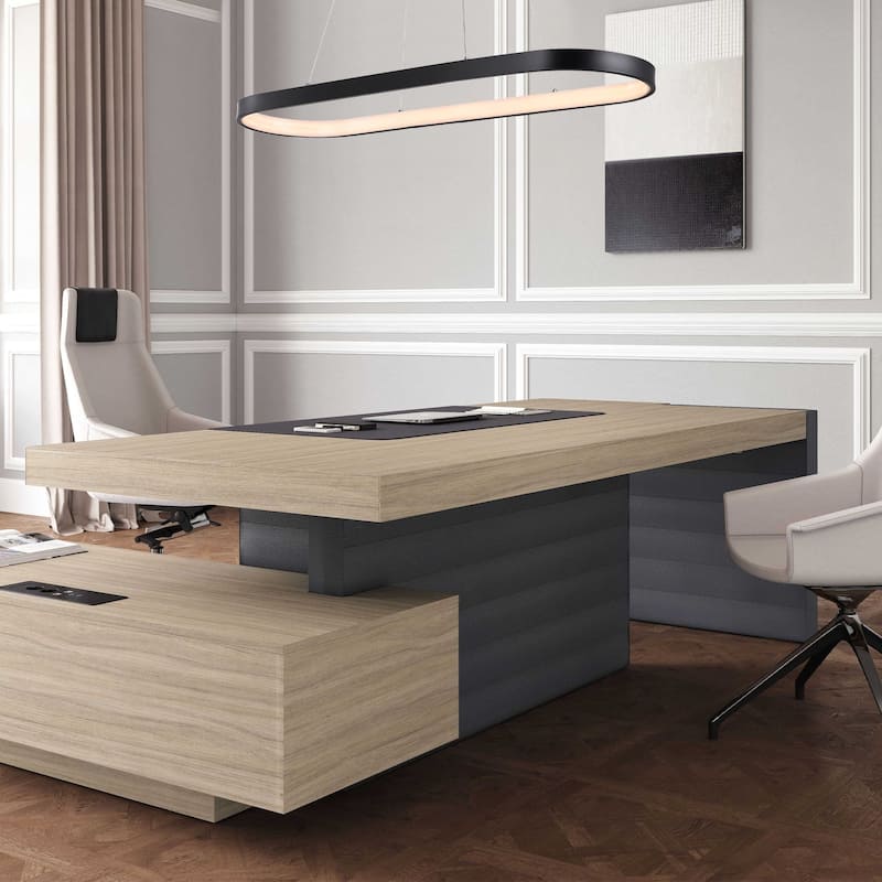 Brice 38.75" Modern Bohemian Iron Linear Integrated LED Pendant, Black by JONATHAN Y - 1 Light
