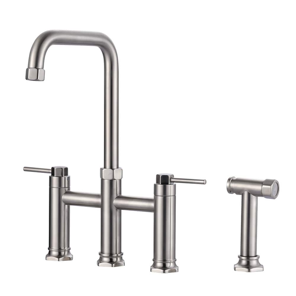 WOWOW Minimalist Bridge Kitchen Faucet with Side Sprayer