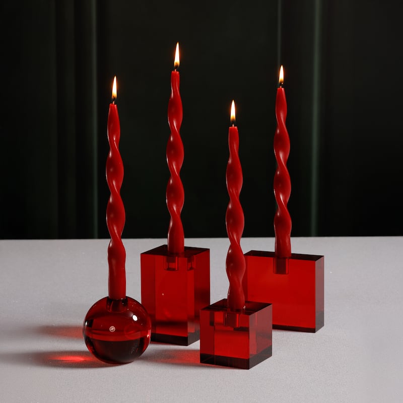 Lumière Twist Formal Taper Candles, Set of 12 - Holiday Table Décor