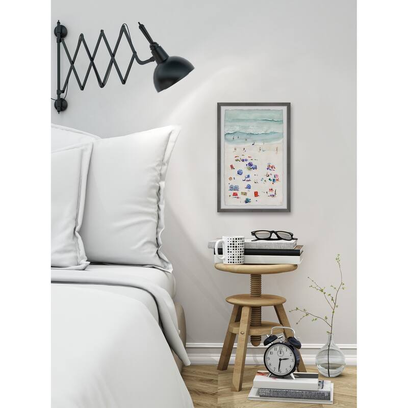 Beach Scene Framed Painting Print - Coastal Wall Art Decor - Mediterranean Home Decor - Scenic Artwork