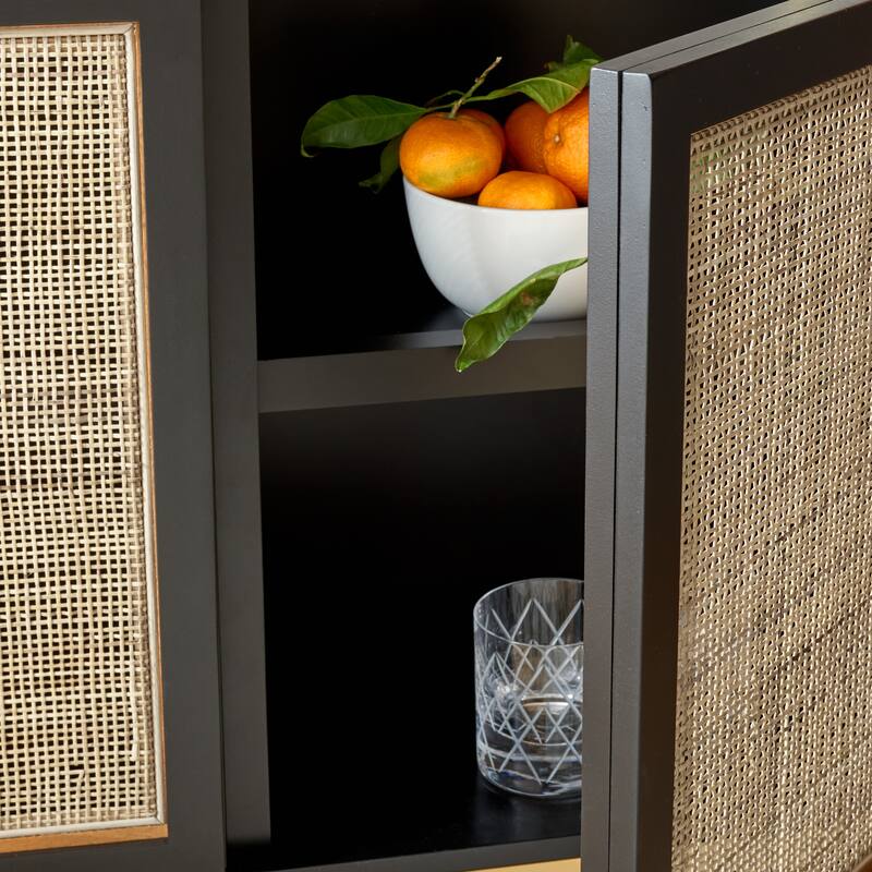 SAFAVIEH Tabetha 2-Shelf Rattan Sideboard - 54 In. W x 15 In. D x 33 In. H - 54Wx15Dx33H