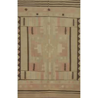 Hand Woven Oriental 100% Wool Carpet Southwestern Tribal Multi-Colored Kilim Area Rug - 8' 10'' X 6' 0''