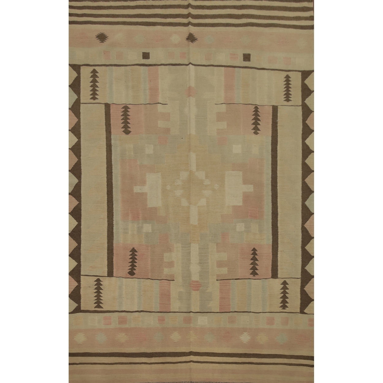 Hand Woven Oriental 100% Wool Carpet Southwestern Tribal Multi-Colored Kilim Area Rug - 8' 10'' X 6' 0''