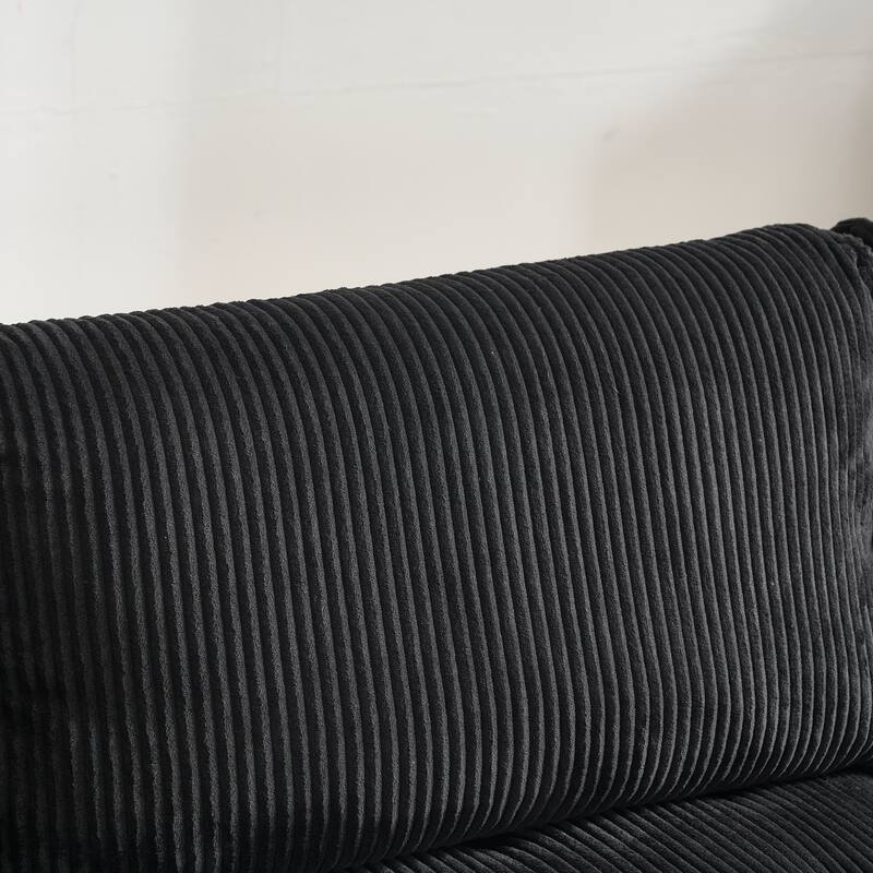 Ergonomic Lounge Modular Couch Corduroy Sectional Sofa with Deep Seat Ottoman Chaise and High-Rebound Thick Cushions