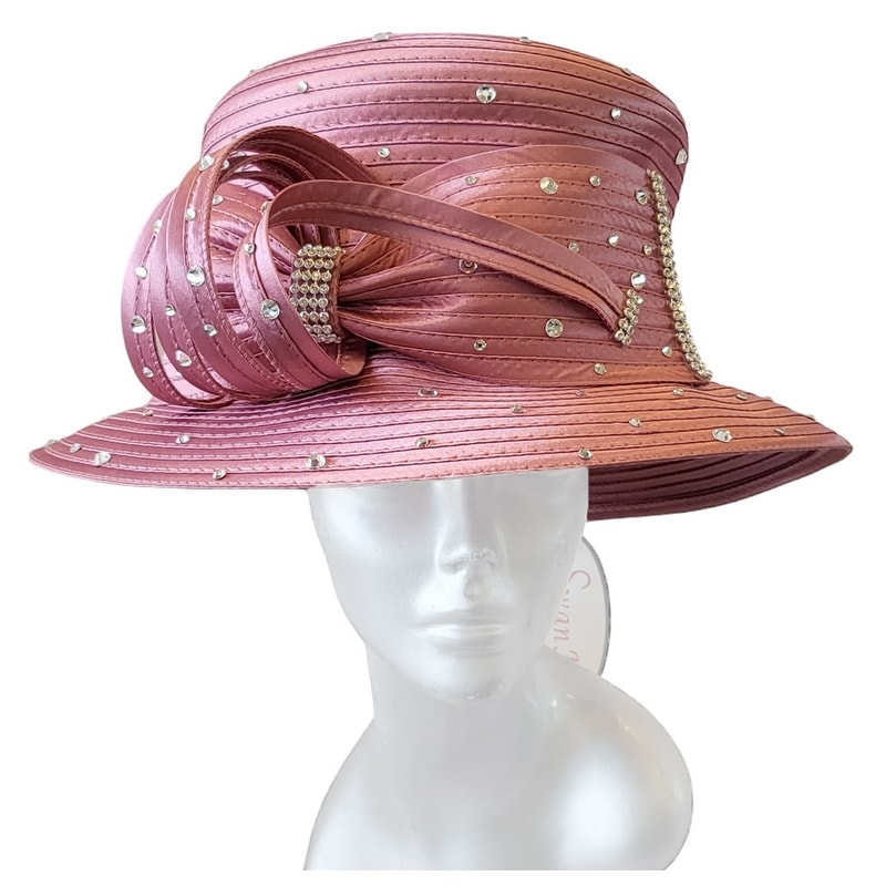 Dressy church satin ribbon church derby womens tea party Hat 