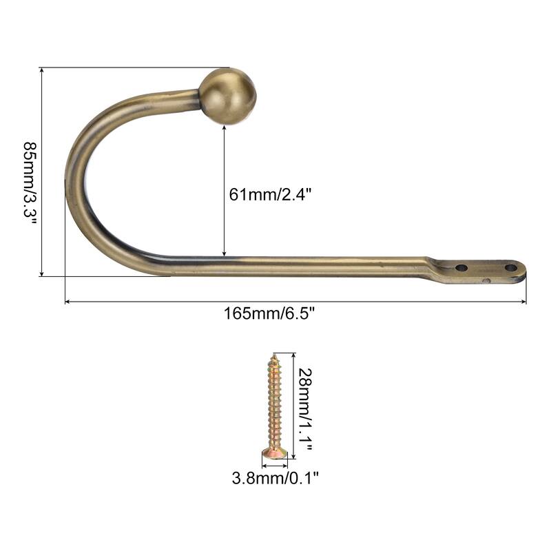 4Pcs Curtain Holdback U Shaped Wall Mounted Curtain Tiebacks Screw Hooks - Bronze