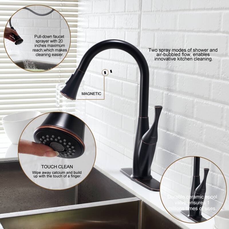 Kitchen Faucet with Pull Out Spraye, Oil-Rubbed Bronze