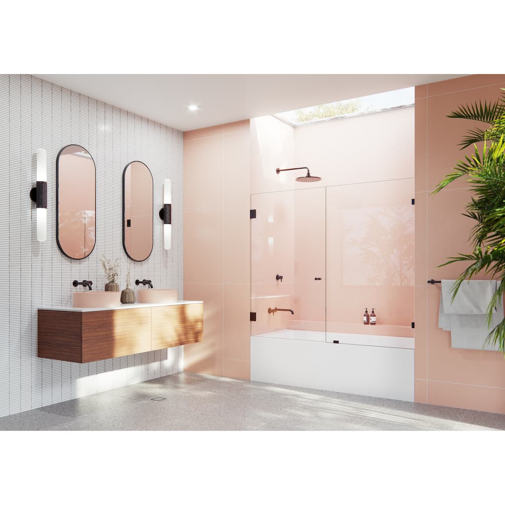Glass Warehouse 58.25" x 66" Frameless Shower Bath Door - Wall Hinge