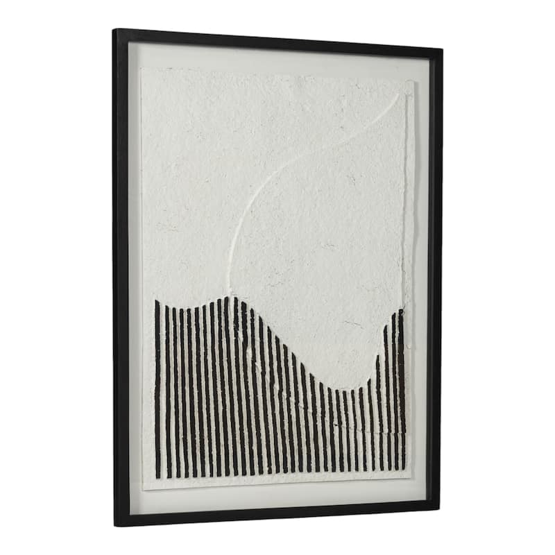 Mango Wood Canvas Shadow Box Wall Art - 48" Black/White
