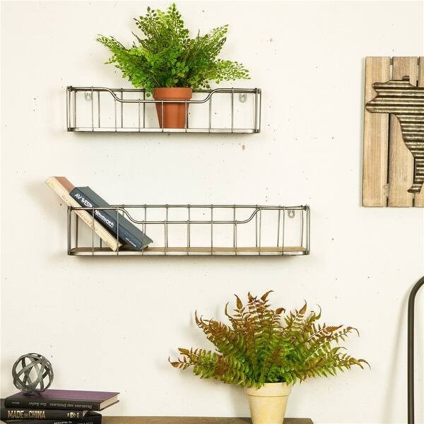 Shop Glitzhome Farmhouse Pack 2 Wall Shelf Garage Storage Rack Floating Shelves On Sale Overstock 19288126 Brown