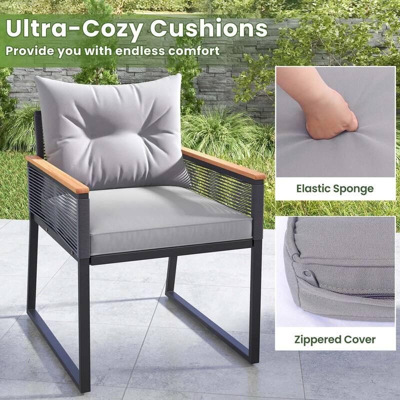3-Pc PE Rattan Patio Set w/ Coffee Table & Cushions Outdoor Use