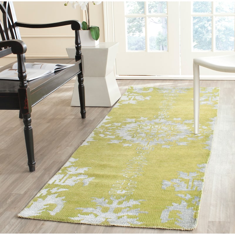 SAFAVIEH Hand-knotted Stone Wash Theddy Modern Wool Rug - 2'6" x 10' Runner - Chartreuse
