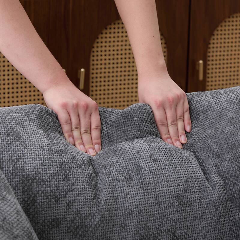 45.27" Wide Modern Upholstered Farmhouse Performance Accent Chair with Metal Legs, Chenille Reading Armchair Single Sofa