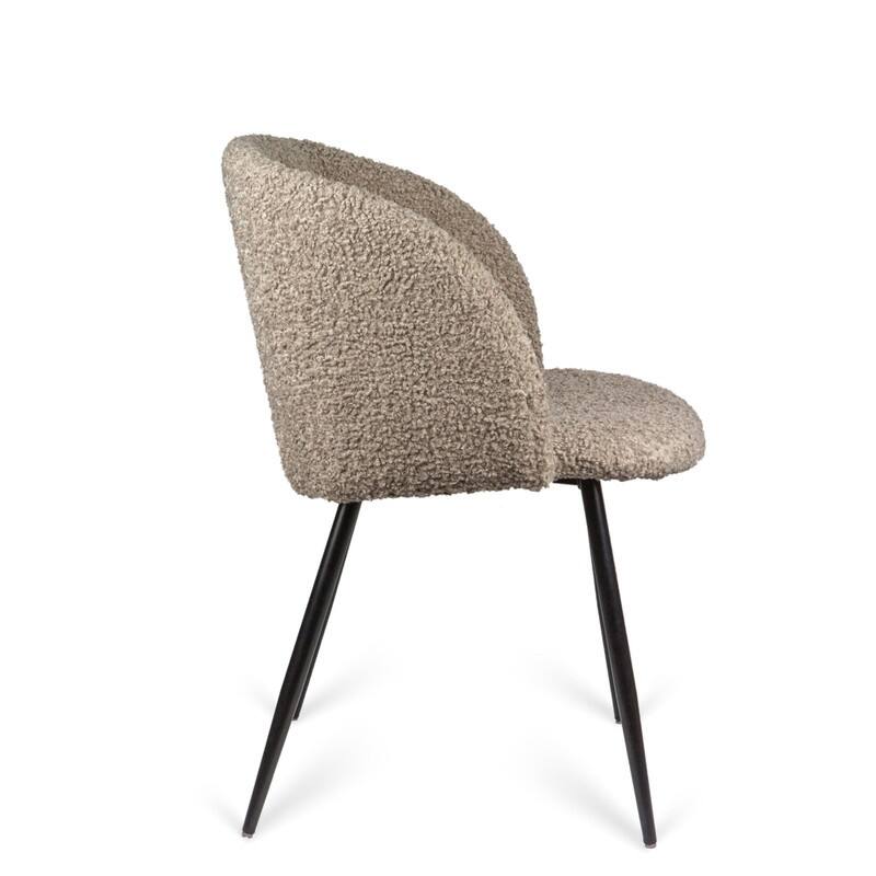 2-Piece Adjust Legs Upholstered Teddy Dining Chair
