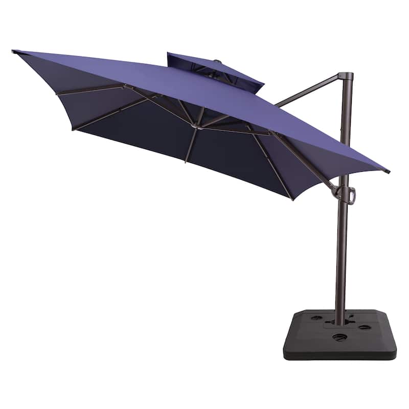 Outdoor 10X13 FT Dual Top Patio Cantilever Umbrella with Offset Base