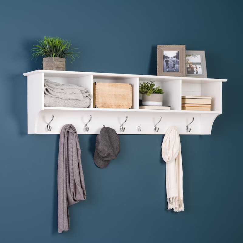 Winslow White Hanging 60-inch Wide Entryway Shelf