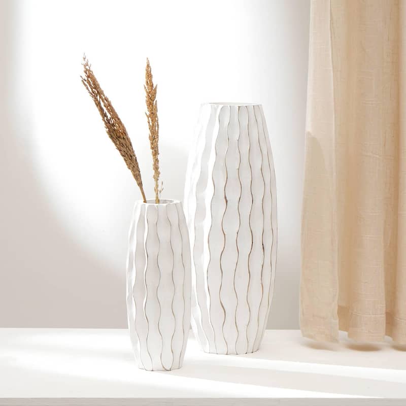 Kyiana Decorative Handcrafted Accent Wood Vase for Living Room- 6x18'' - Natural