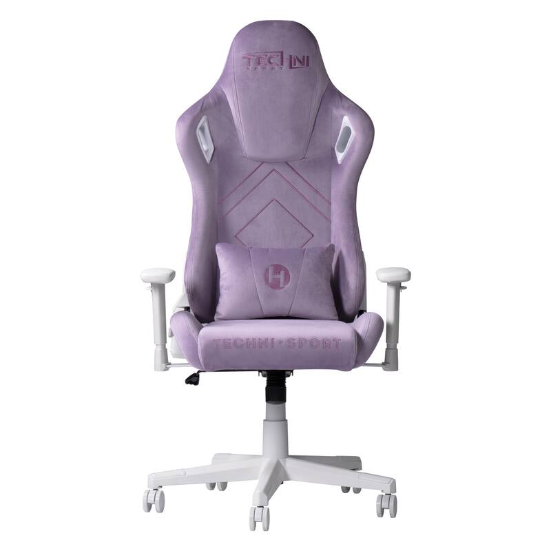 Ergonomic Velvet Gaming Chair with Memory Foam, Adjustable Height & Reclining Backrest - Purple
