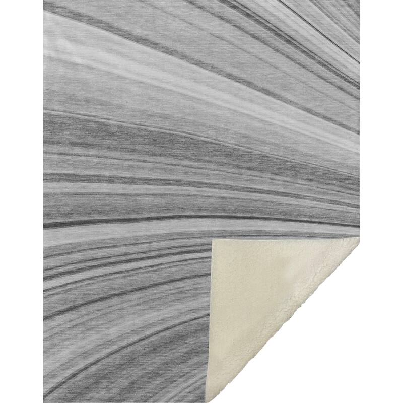 Premium Machine Washable Contemporary Stripe Sherpa Throw Blanket