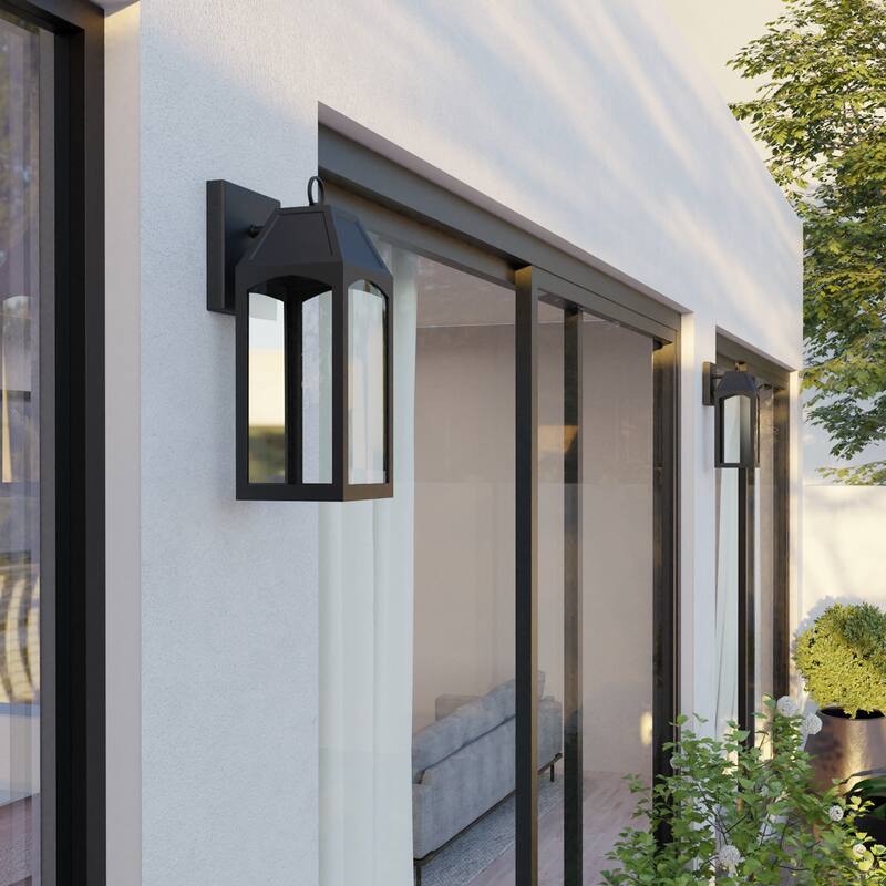 Burton Outdoor 1-light Black Small LED Wall Lantern w/ Clear Glass