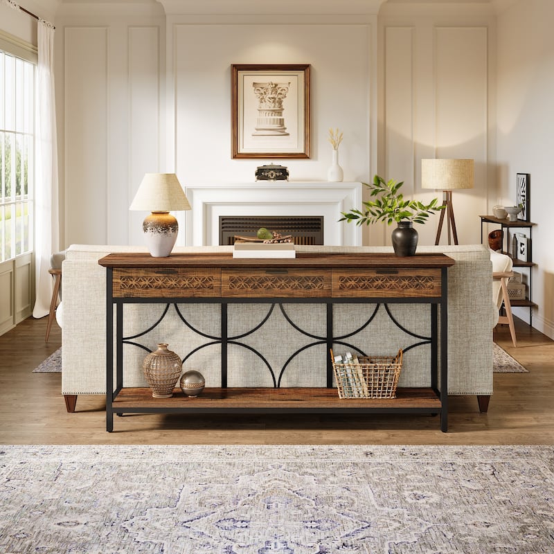 70.9 Inches Console Table with Drawers for Entryway