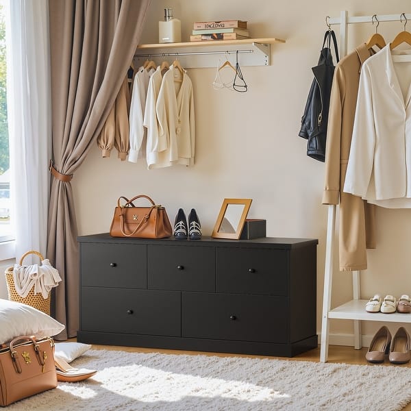 Xixini Dresser for Bedroom with 5 Drawers, Tall Wood