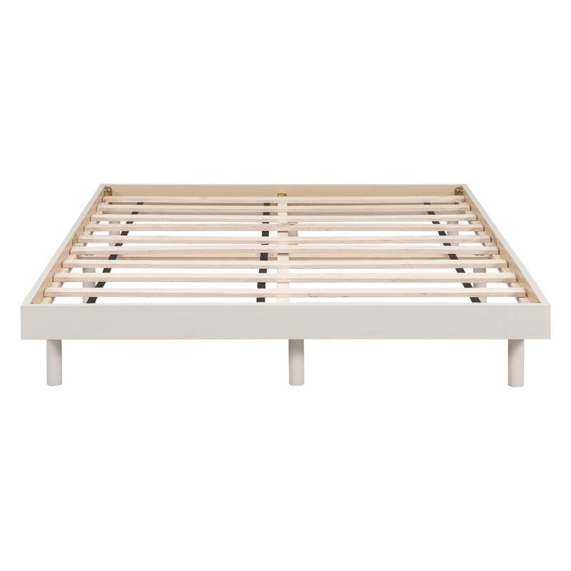 Floating Platform Bed with Rubberwood Legs and Plywood Slats