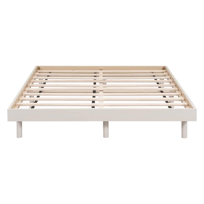 White Modern Full Floating Platform Bed