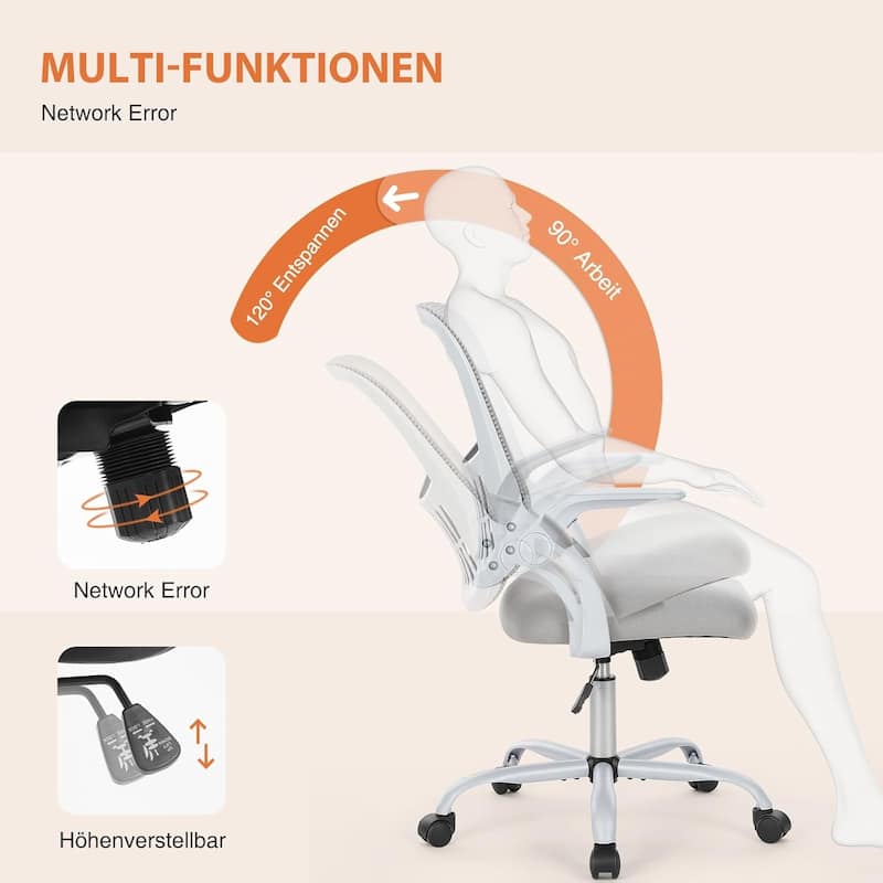 Office Computer Desk Chair, Ergonomic Mid-Back Mesh Rolling Swivel Task Chairs, Comfortable Lumbar Support, Comfy Flip-up Arms