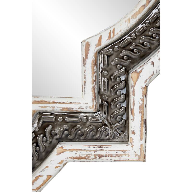 Wood Quatrefoil Wall Mirror - White - Roche River Decor - 1"W x 30"L x 30"H