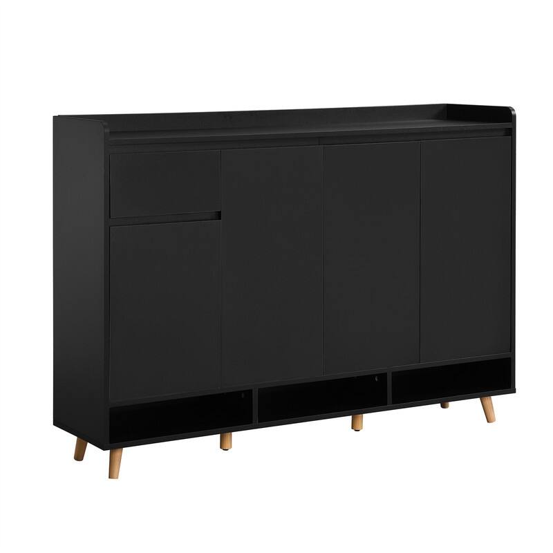 Sleek Shoe Cabinet with Adjustable Shelves, Minimalist Shoe Rack with 1 Drawer and Adjustable Shelves, Shoe Storage Organizer
