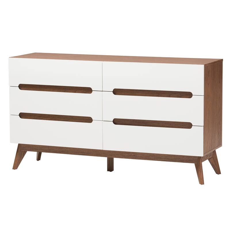 Calypso Mid-Century Modern Two-Tone White and Walnut Brown Finished Wood 3-Piece Storage Set