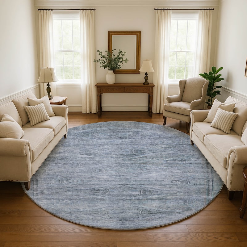 Premium Washable Super Soft Vintage Traditional Mayfield Rug - Sky - 8' x 8'