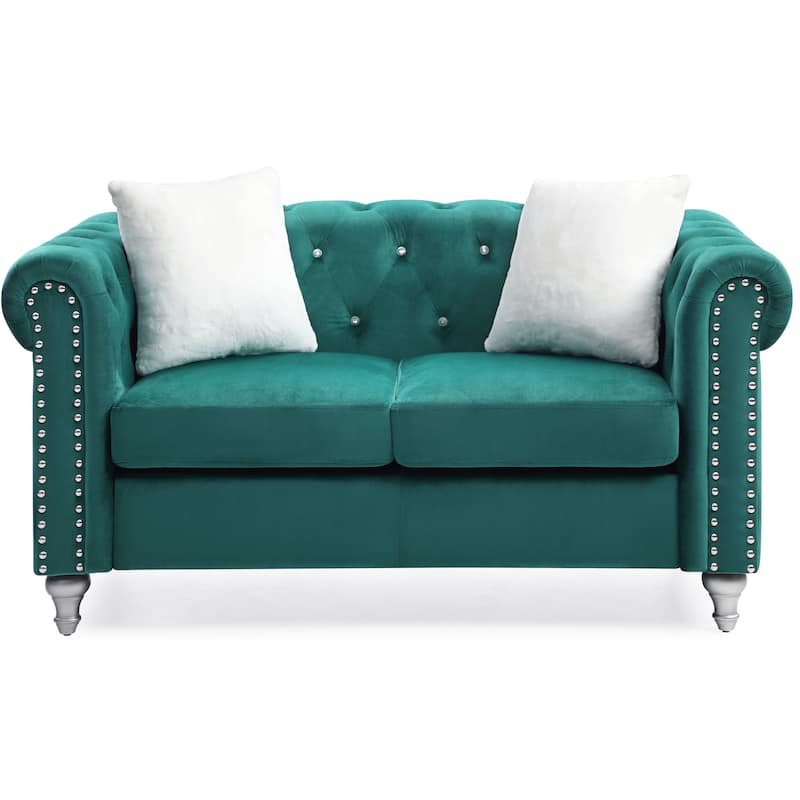 Raisa Microsuede Velvet Tufted Loveseat
