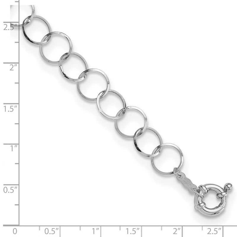 Curata 14k White Gold Polished Fancy Spring Open Circle Bracelet 7.5 Inch Spring Ring