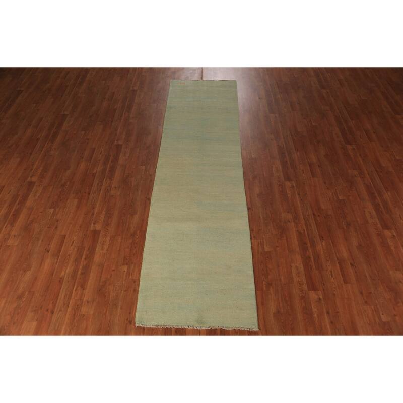 Modern Gabbeh Runner Rug Hand-Knotted Living Room Wool Carpet - 2'6" x 9'6"