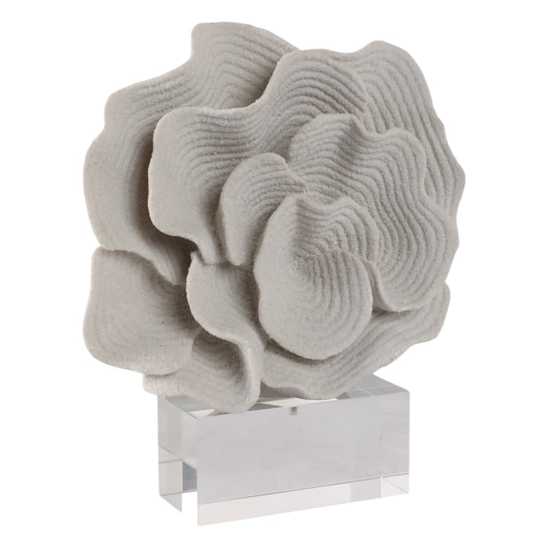 Polyresin Coastal Sculpture Abstract Layered Petal Design - 12" White - 10.5" x 4" x 12"