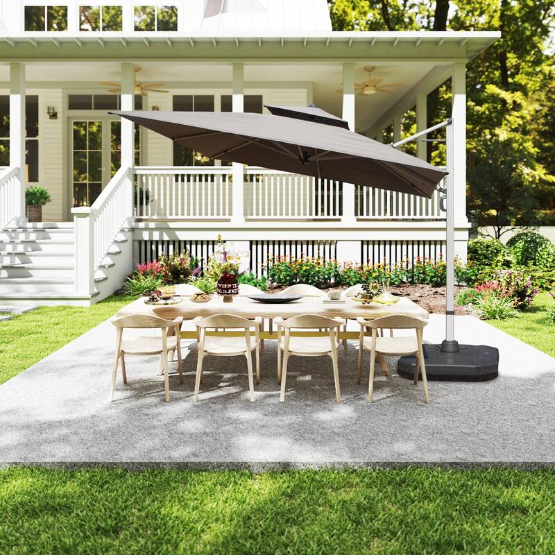 Aluminum Patio Umbrella - 360° Rotation, Hydraulic Lift - Grey(10' × 10')