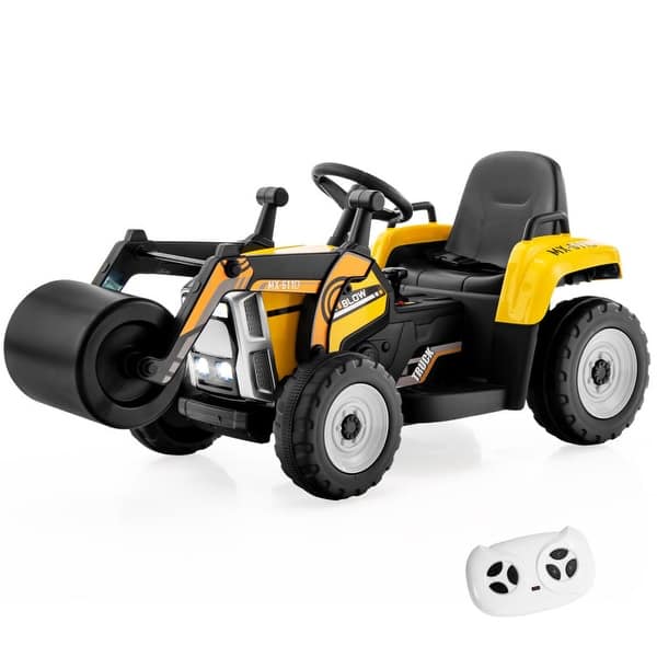 slide 2 of 4, 12V Kids Ride on Road Roller with 2.4G Remote Control - 49" x 20" x 21" (L x W x H) Yellow